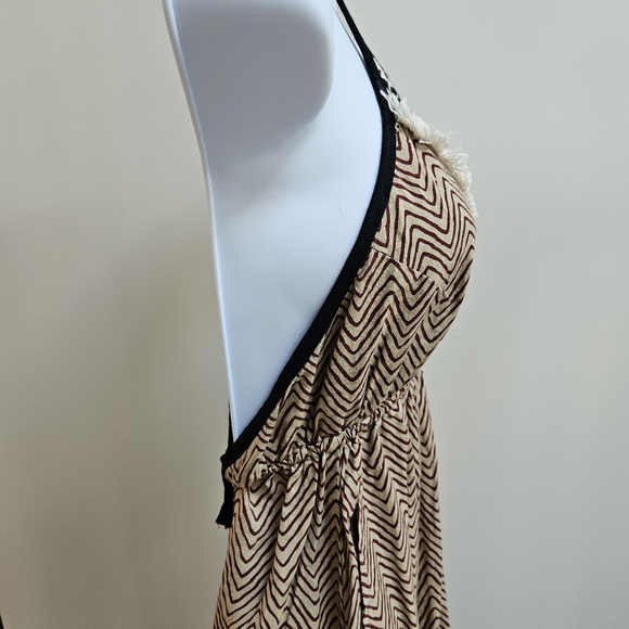 EUC ZhenNymph Foxglove Red Chevron Halter Maxi Dress, Sz S - Picture 7 of 8